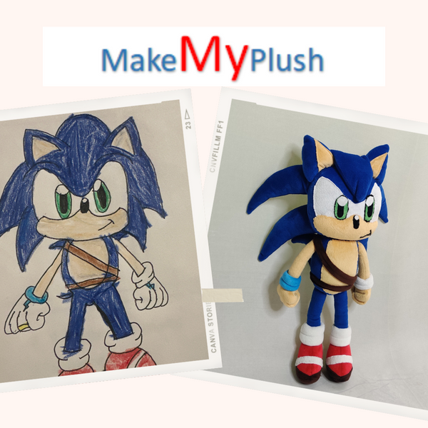 Sonic the Hedgehog Drawing and Pictures into Custom Stuffed Animal Plush Toys